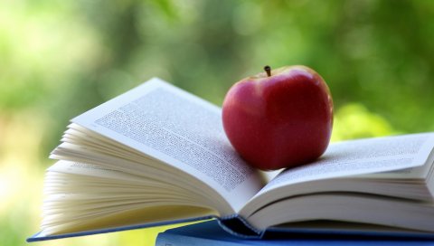 яблоко, книги, размышления, размытость