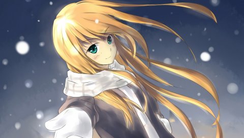 руды нет Imouto га konnani каваи бодрствование га най, Kousaka Кирино, девушка, снег, зима, снежинки, шарф
