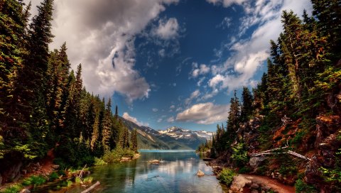 Горы, природа, небо, река, красивые пейзажи