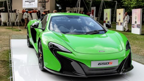 Mclaren, 650s, зеленый, вид спереди, выставка