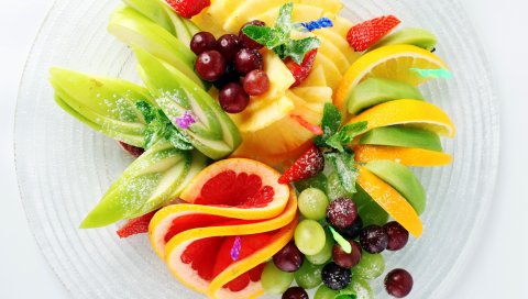 Фрукты, нарезанные,