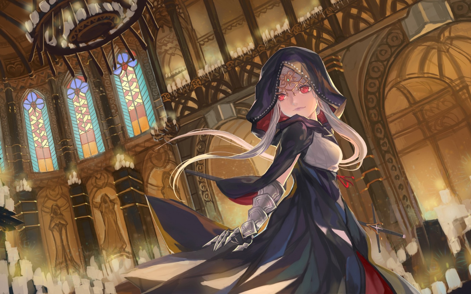 Картинки Guanqin, pixiv fantasia, девушка, храм, принцесса фото и обои на рабочий стол