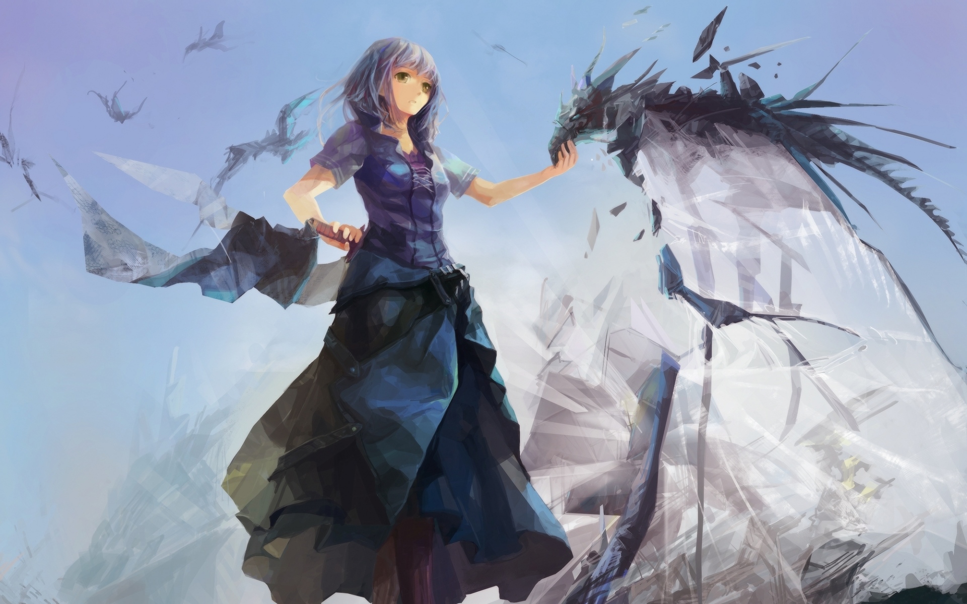 Картинки Jinying, pixiv fantasia, девушка, полет, искусство фото и обои на рабочий стол