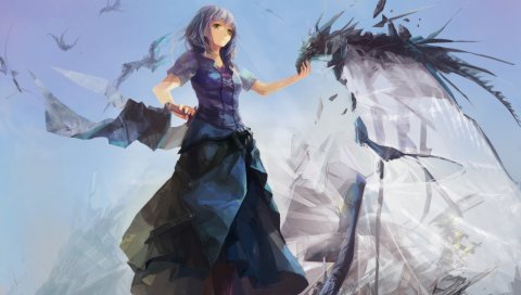 Jinying, pixiv fantasia, девушка, полет, искусство