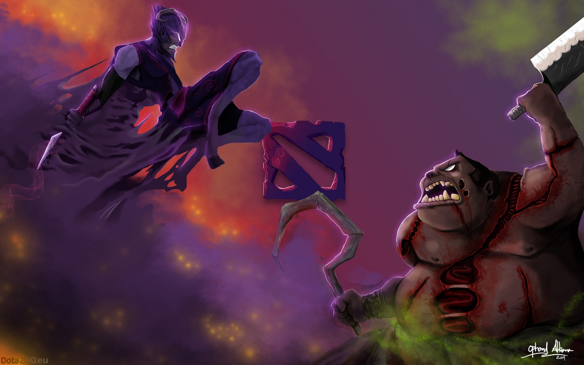 Картинки Riki, versus, pudge, dota 2, art фото и обои на рабочий стол