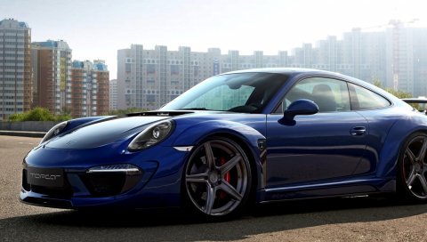Porsche 911, carrera, синий, вид сбоку
