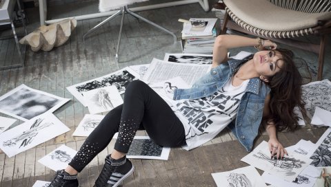Selena gomez, певец, брюнетка, комната, фотосессия