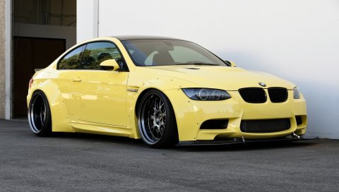 Bmw, e92, желтый, вид сбоку