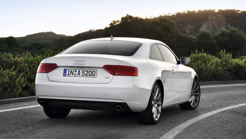 Audi, a5, tdi, белый, вид сзади