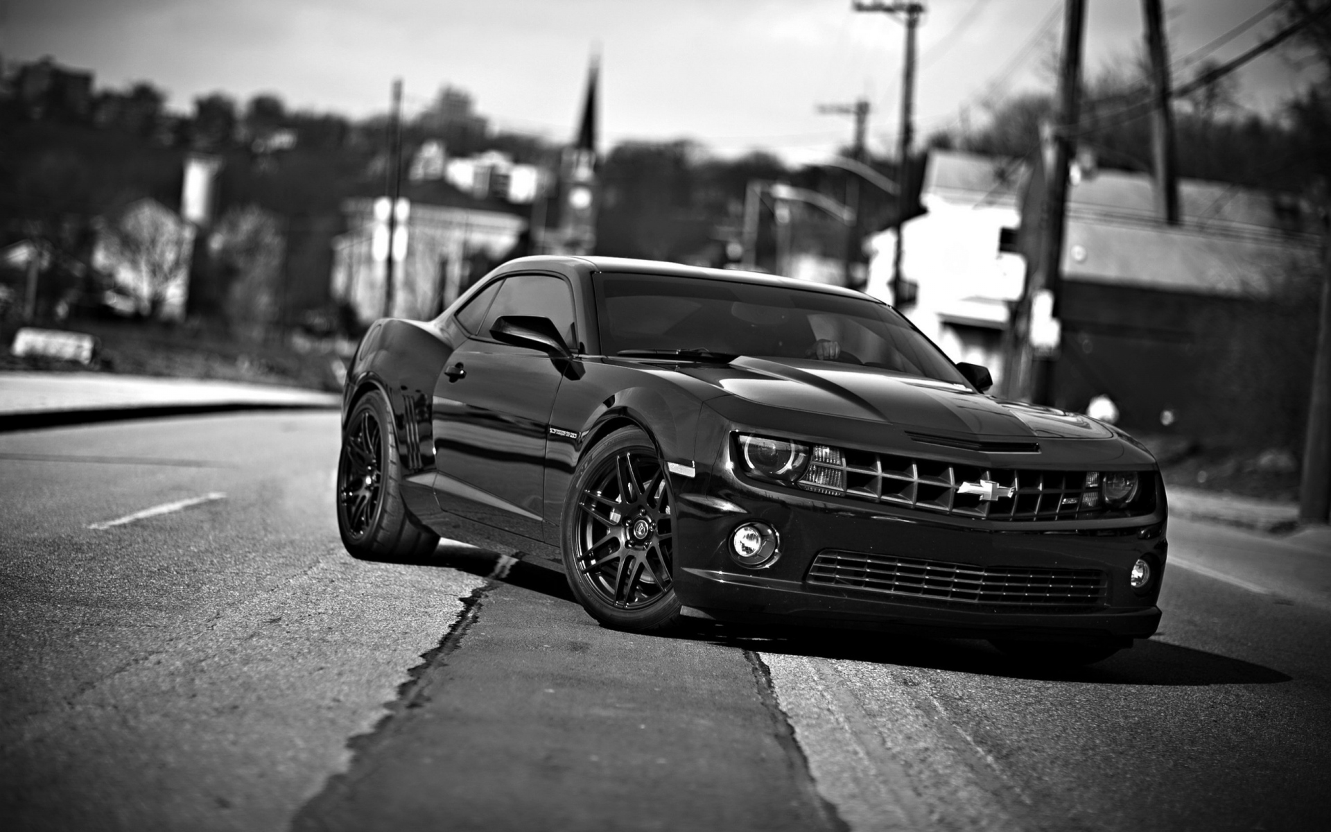 Картинки Chevrolet Camaro, Chevrolet, автомобили, вид спереди, черный белый фото и обои на рабочий стол