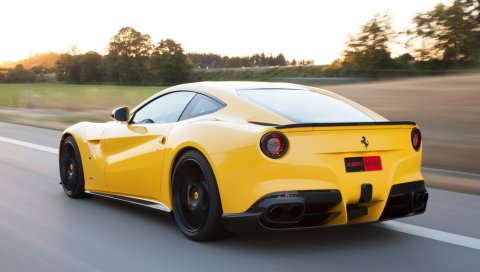 2013, ferrari f12, желтый, автомобиль, скорость