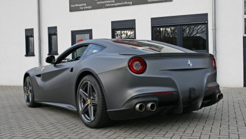 Ferrari, f12, berlinetta, вид сзади, черный