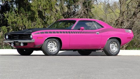 1970, plymouth, cuda, pink