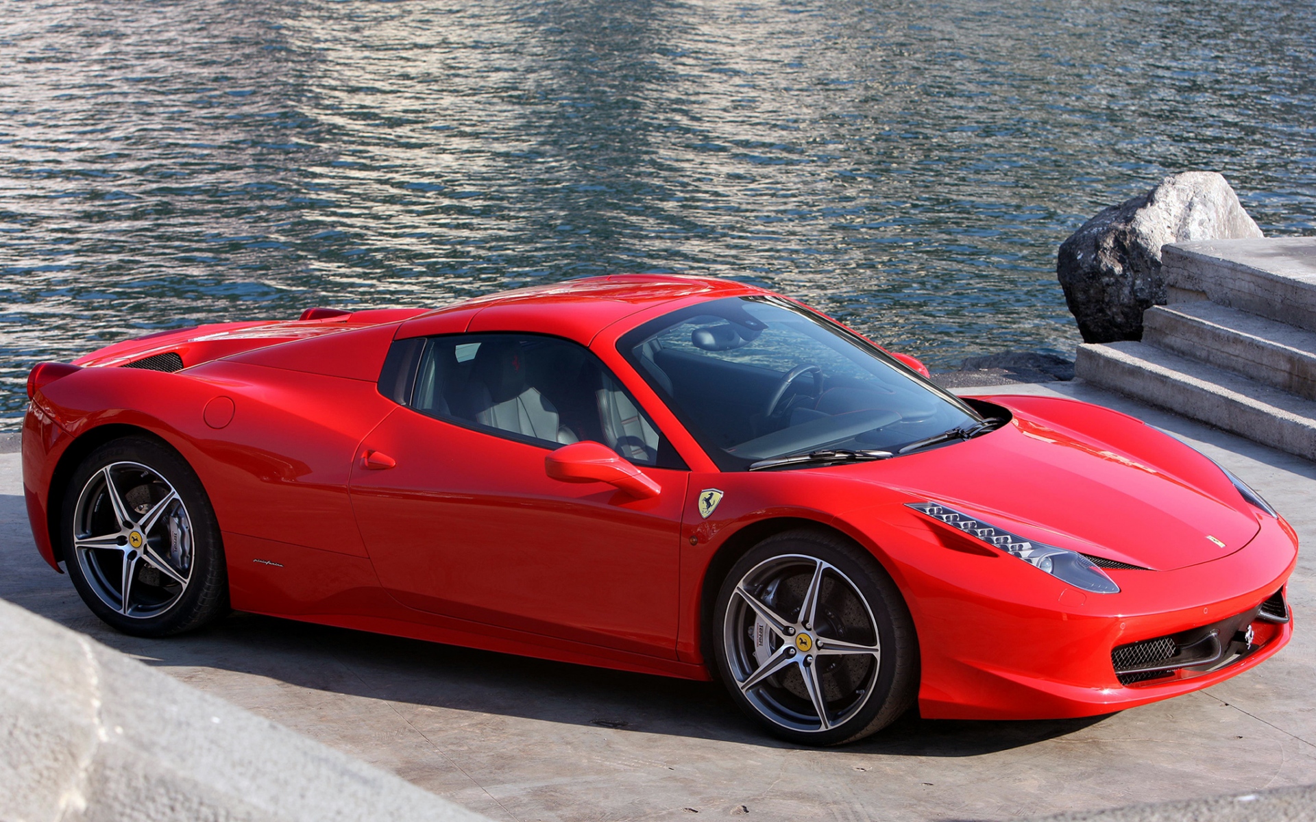 Картинки Ferrari, 458 italia, spider, red, cars, coast фото и обои на рабочий стол