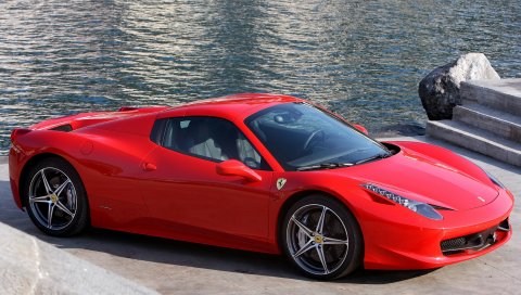 Ferrari, 458 italia, spider, red, cars, coast