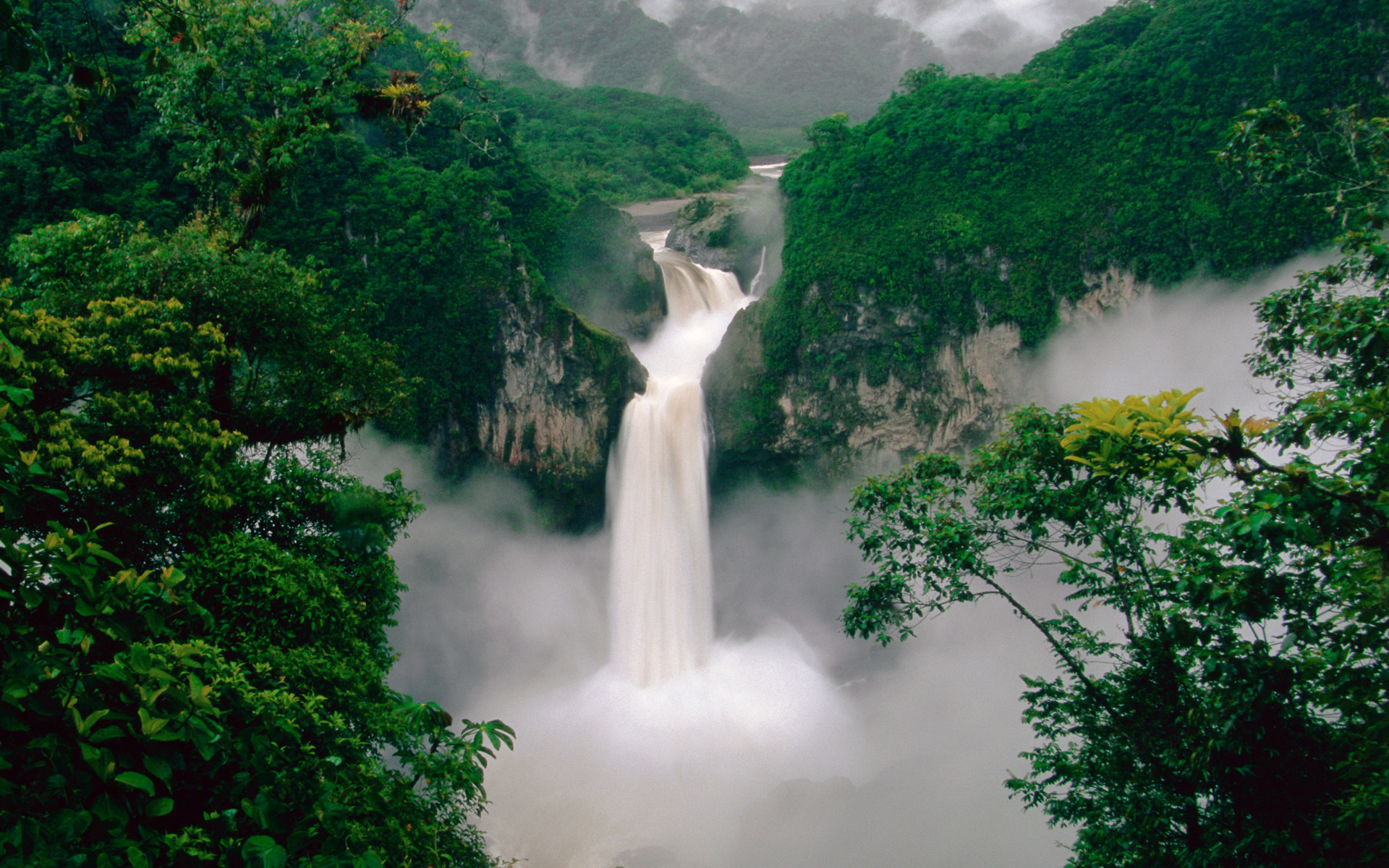 Картинки водопад, деревья, пары фото и обои на рабочий стол