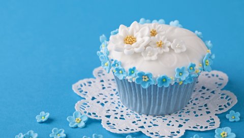 кекс, украшения, цветы, кремовые