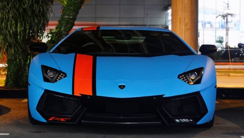Ламборгини, Aventador, LP700-4, синий, суперкары, экзотические