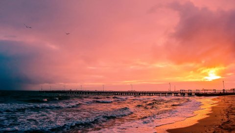 закат, море, солнце, пейзаж