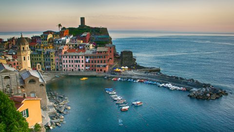 возвышенности, Вернацца, Cinque Terre, Италия, Лигурийское море