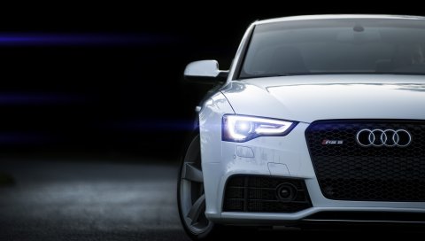 rs5, ауди, белая, вид спереди