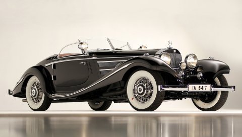 МЕРСЕДЕС, 1936, 540K, специальный родстер, классический , автомобиль, черный
