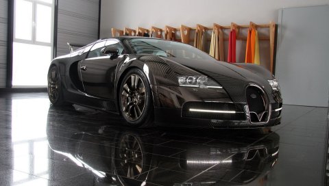 Veyron, роскошные автомобили, черный, тюнинг, Бугатти