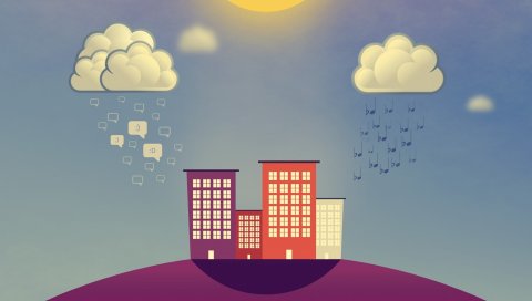 здания, вектор, дождь, облака, улыбки, отмечает