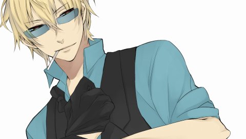 Durarara, аним, человек, Хейваджимы Шиая, очки ,перчатки, куртки, рубашки, сигаретный дым, светлые
