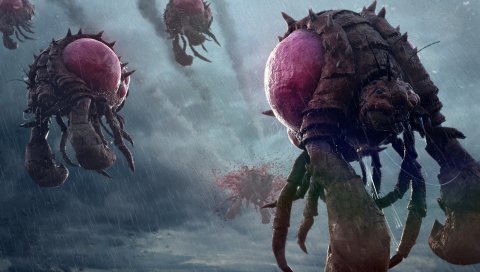 Натан Бойд, StarCraft 2, монстры, насекомые, жуки, летать, дождь, инопланетяне, облако
