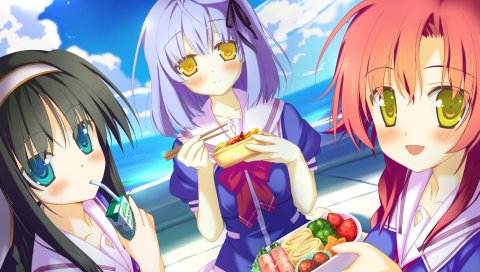 Мины кан, irotoridori Kisaragi млн, Shikishima Кё , девушка, подруга, питание