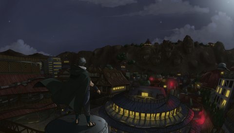 искусства, аниме, Наруто, шиноби, Sasuke, Konohagakure не насыщают, ночью