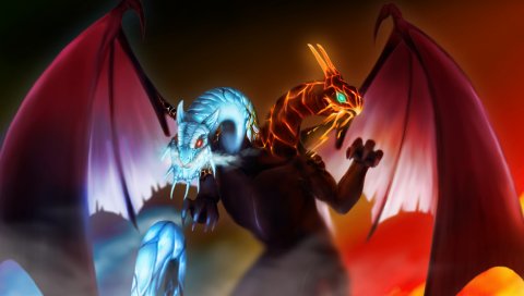 Jakiro, близнец голова дракона, дота 2, искусство