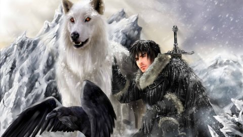 песня льда и огня, игра престолов, джон снег, призрак, direwolf, застывший клан