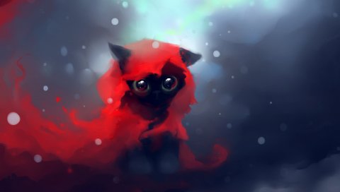 кошка, рисунок, искусство, apofiss