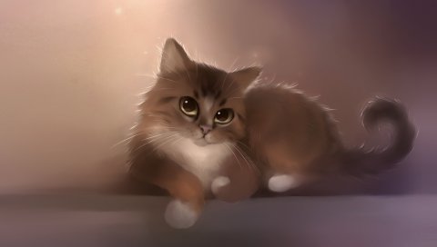 кошка,apofiss, рисунок, милый кот