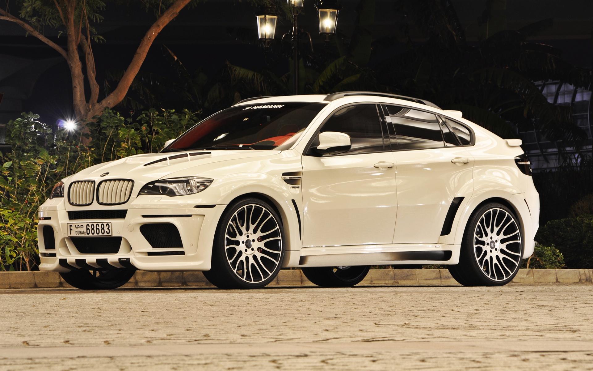 Картинки бмв, X6M, Hamann, белый, ночь, улица, свет фото и обои на рабочий стол