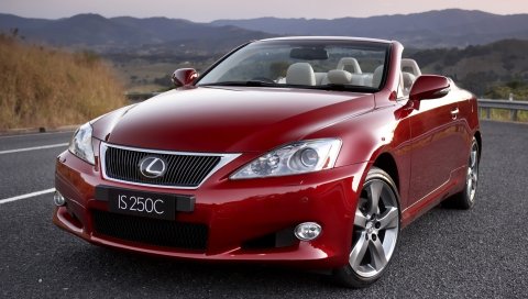 Красный, lexus 250c, вид спереди, кабриолет