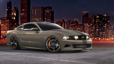 Ford, mustang, gt 5 0, tjin edition, тюнинг, автомобиль с мышцами, небоскребы, мегаполис
