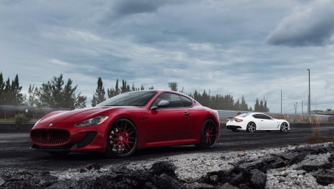 Maserati, granturismo, mc, красный, вид сбоку
