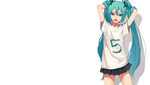 Hatsune miku, вокалоид, длинные волосы