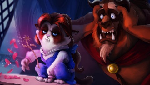 Сердитый кот, кошка, монстр, мультфильм