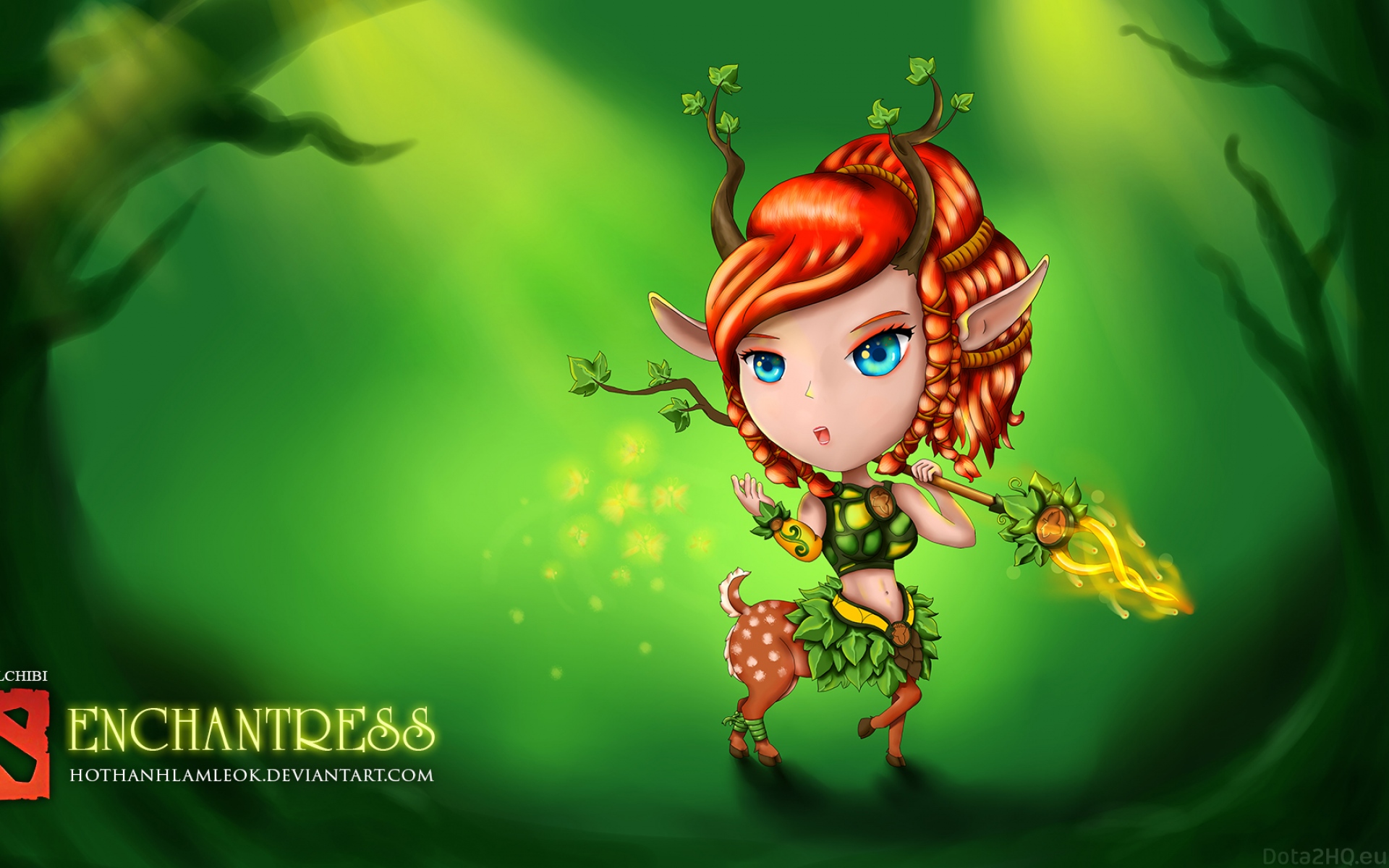 Картинки Aiushtha, enchantress, dota 2, chibi фото и обои на рабочий стол