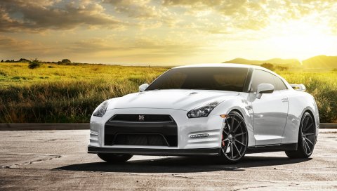 Nissan GT-R, Nissan, белый, авто