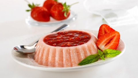 торт, клубника, десерт, блюдо, сладкое, мята
