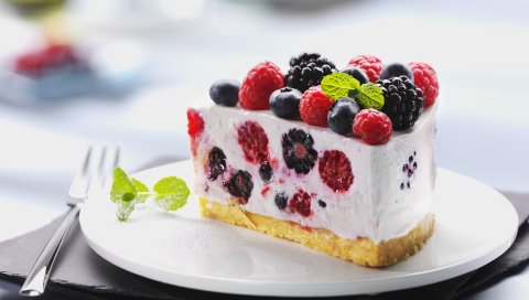 десерт, торт, торт, малина, сладкий, фруктовый, черника, черная смородина, питание, сливки