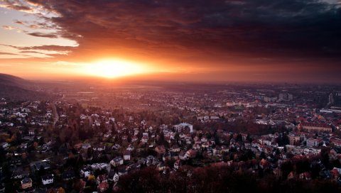 германия, закат , город, конец дня