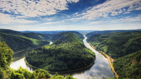река, деревья, природа, красивые, лето