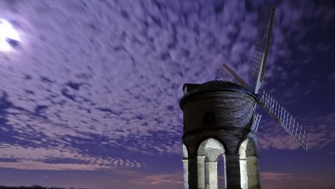 мельница, небо, облака