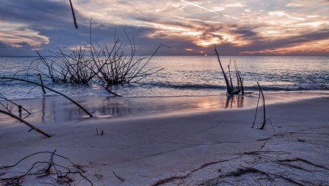закат, море , пляж, пейзаж